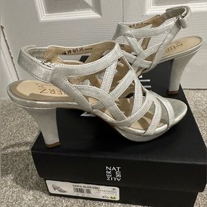 Naturalizer Danya Silver Dressy Heels Sandals Size 4.5 NWOT